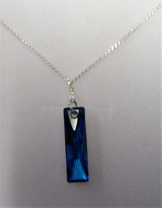Handcrafted 925 sterling silver necklace with blue swarovski crystal