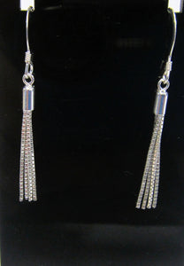 Handcrafted Silver tassel earrings on 925 sterling silver hooks