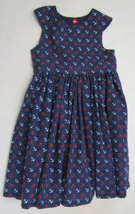 Hand crafted blue anchor dress fully lined 3-4 years