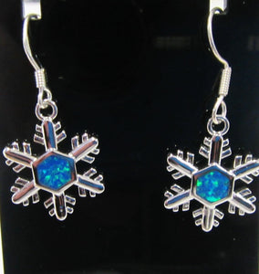 Handcrafted snowflake earrings on 925 sterling silver hooks