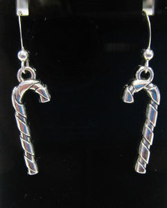 Handcrafted candy cane earrings on 925 sterling silver hooks