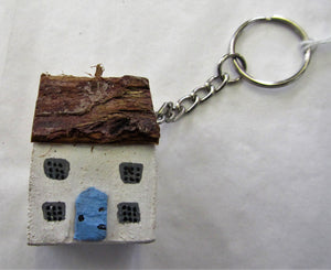 Handcrafted Cottage wooden key rings various colours