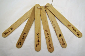Handcrafted wooden gardening herb plant labels set of 6