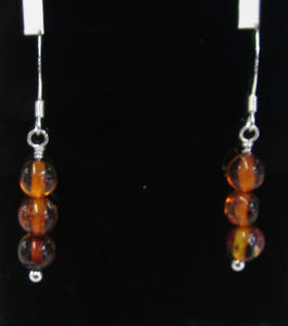 Handcrafted Sterling Silver amber earrings, approximately 3.5 cm in length