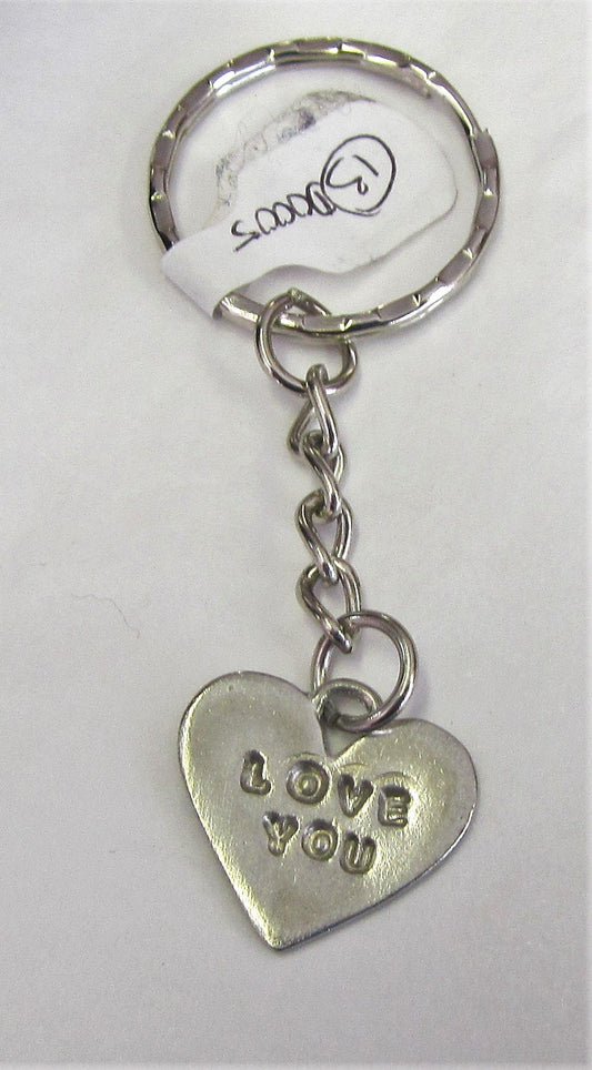 Handcrafted unique "Love" Sterling Silver key ring
