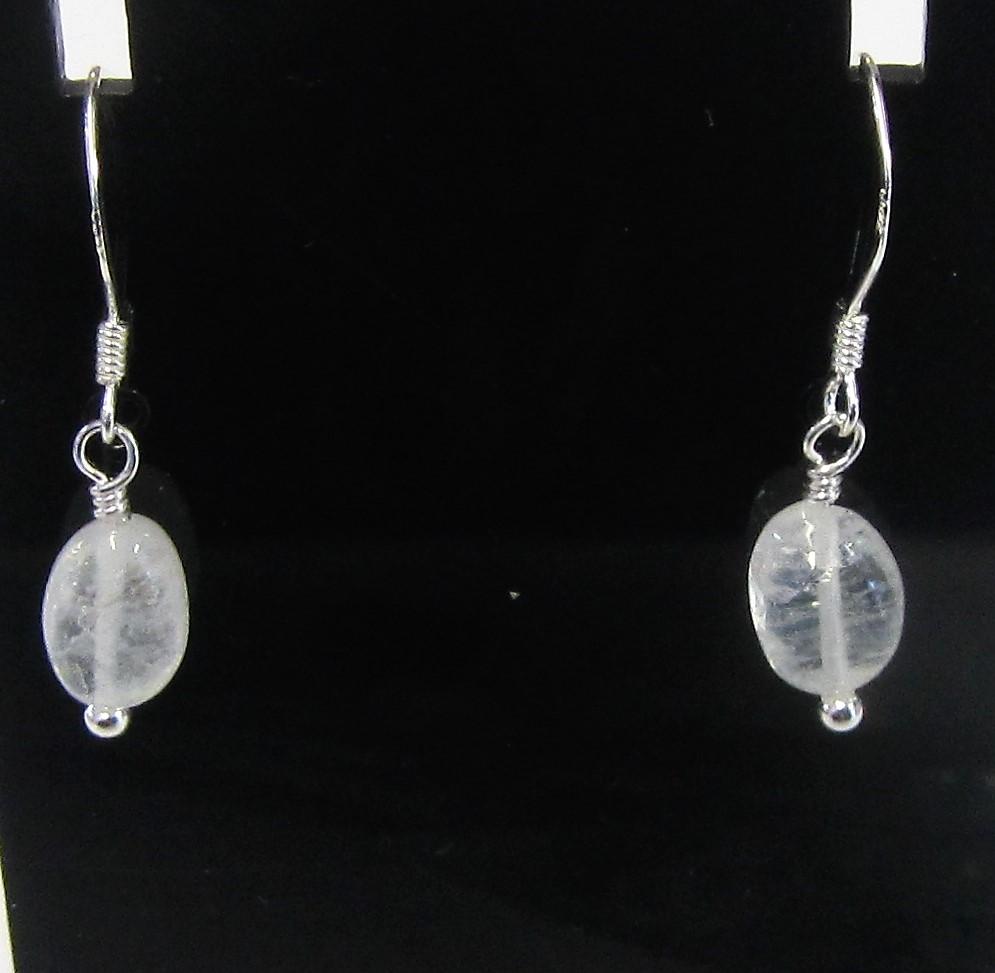Handcrafted Sterling Silver moonstone earrings, approximately 3 cm in length