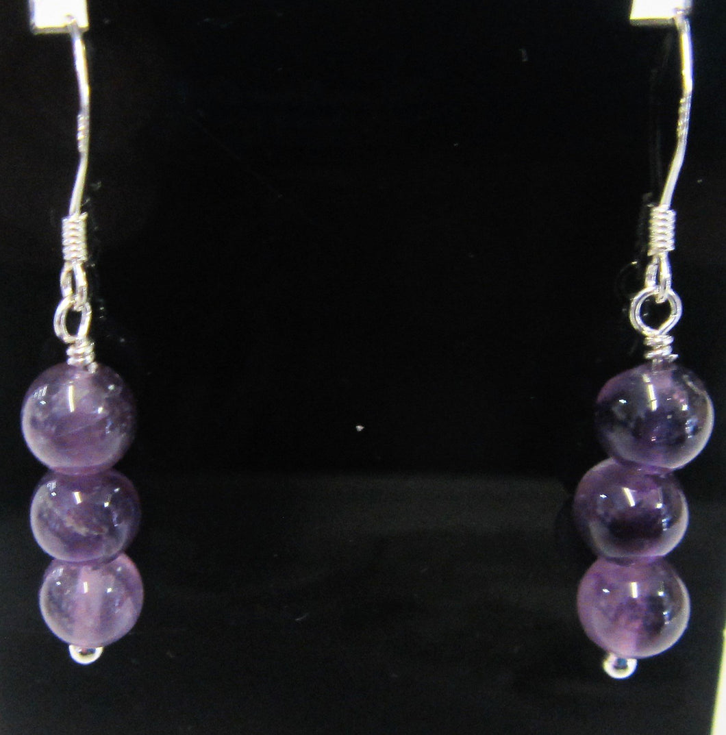 Handcrafted Sterling Silver amethyst earrings, approximately 4 cm in length