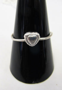 Handcrafted sterling silver heart wire ring  Size P
