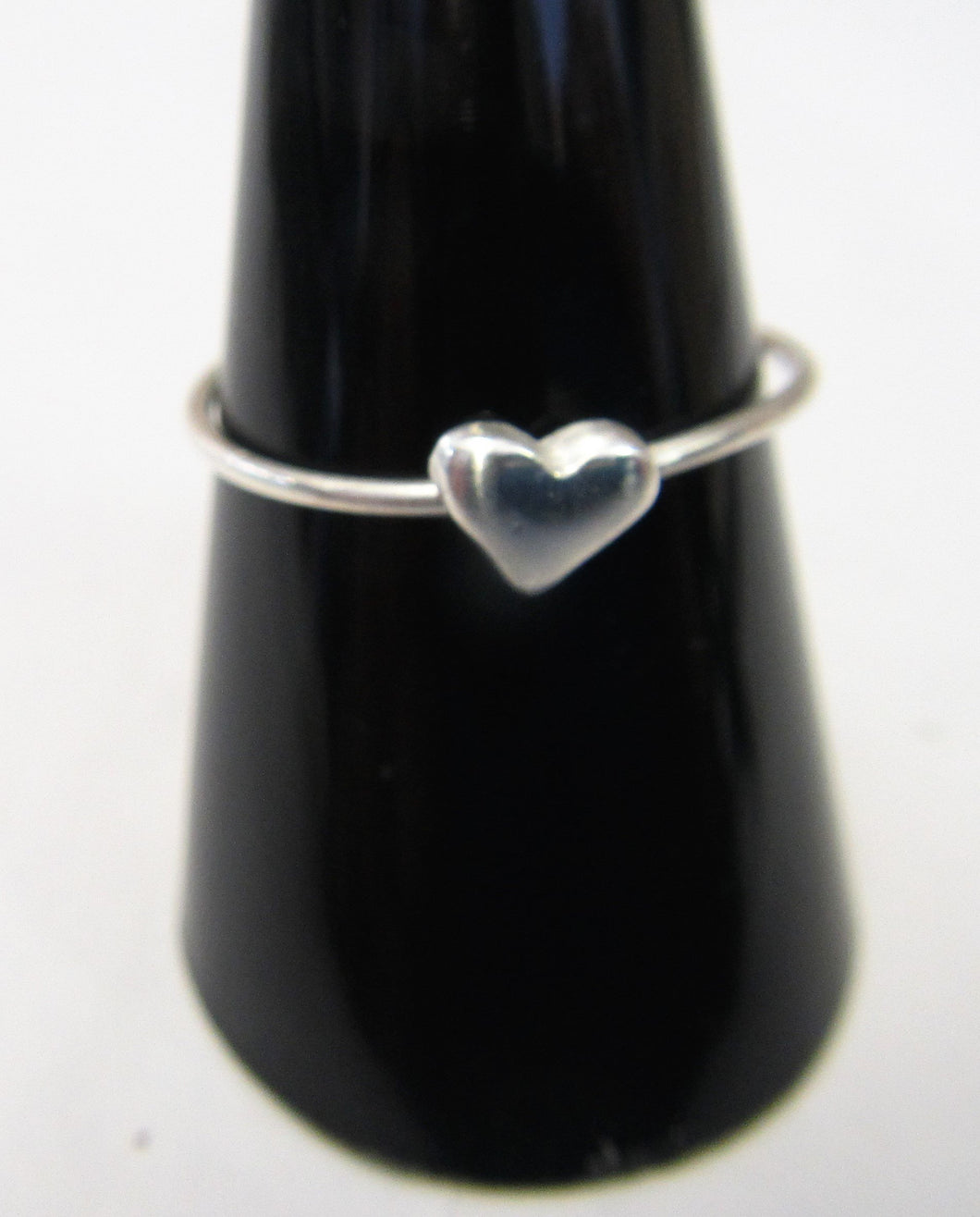Handcrafted sterling silver heart wire ring  Size R