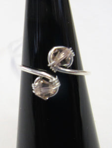 Handcrafted sterling silver wire ring with Clear swarovski crystals Size Q+
