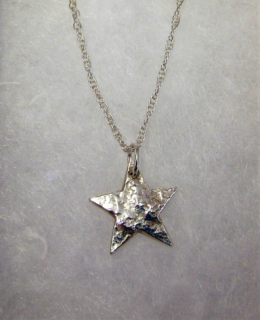 Handcrafted 925 sterling silver reticulated hand cut star necklace