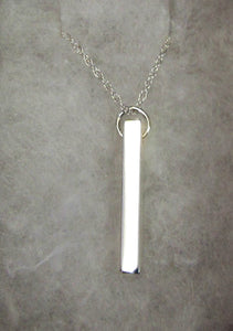 Handcrafted 925 sterling silver plain rectangular bar necklace