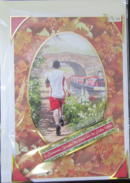 Handcrafted running themed father's day card