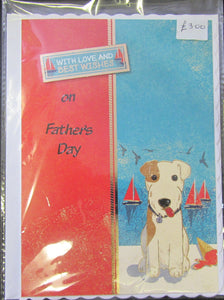 Handcrafted dog themed father's day card