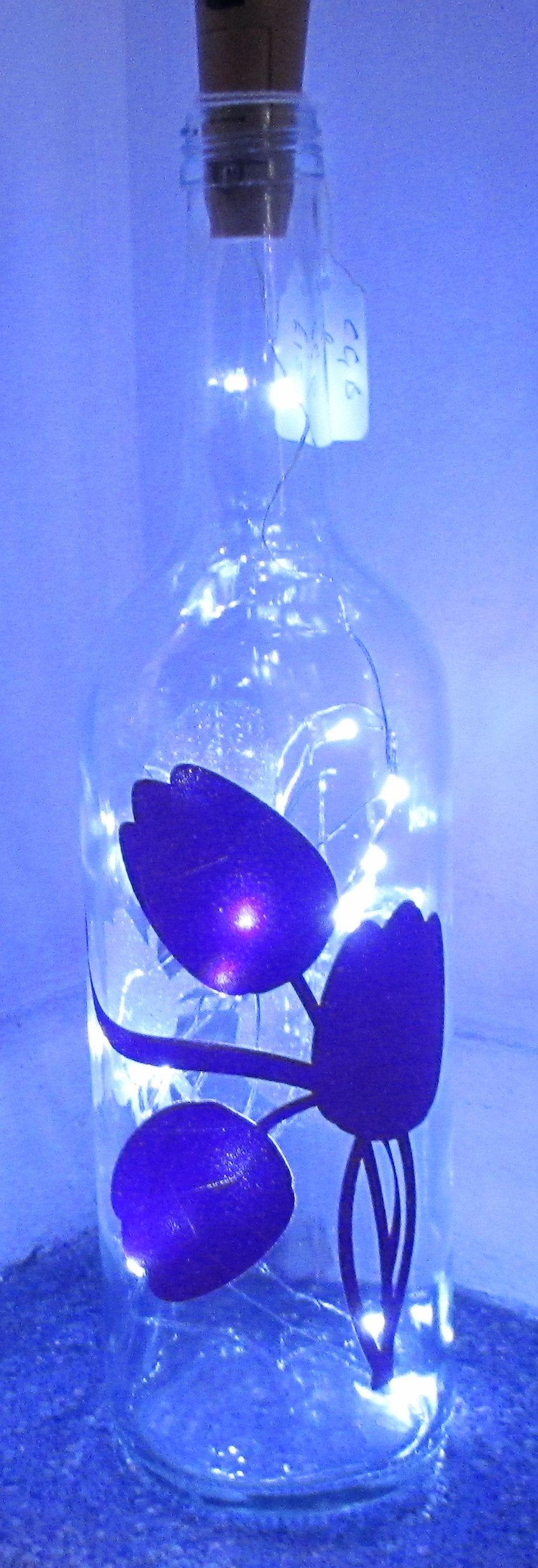 Unique handcrafted tulip light up bottle