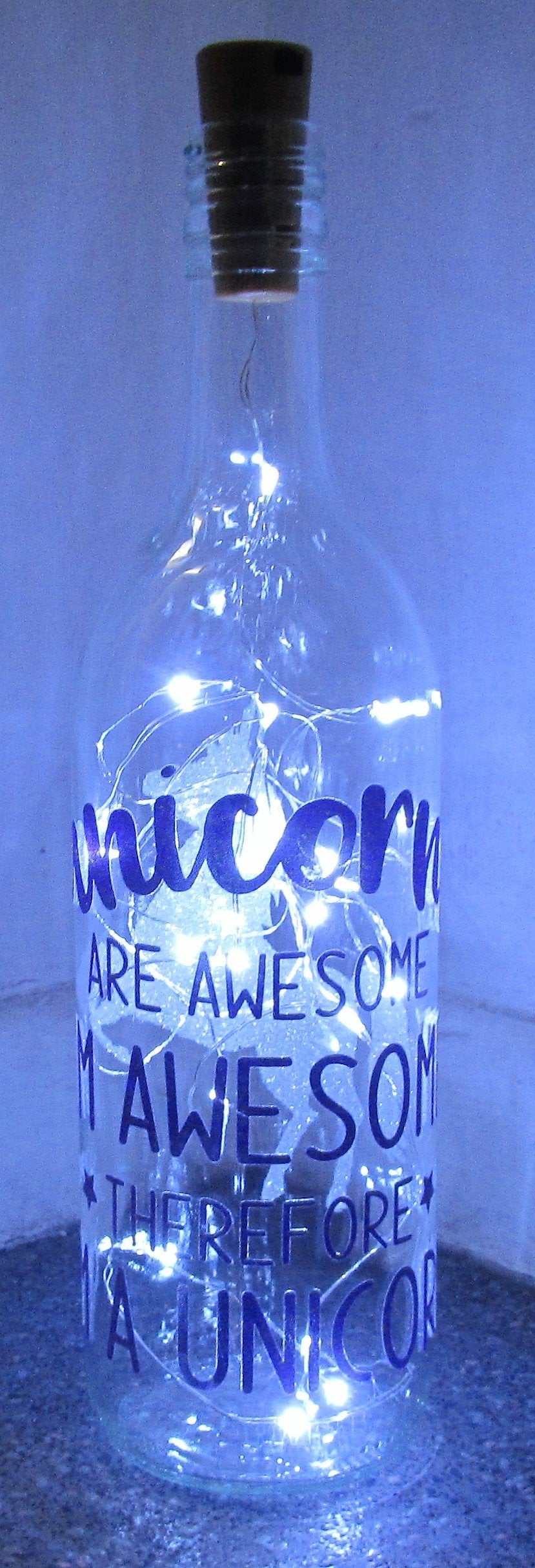 Unique handcrafted Unicorn light up bottle