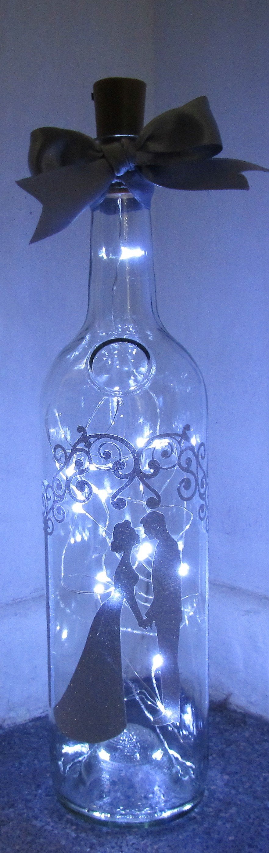 Unique handcrafted wedding/engagement light up bottle