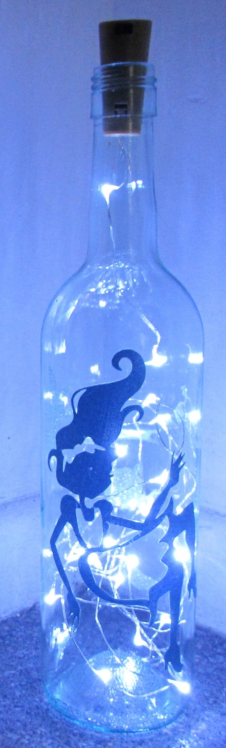 Unique handcrafted Alice in wonderland light up bottle