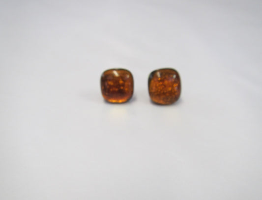 Handcrafted dichroic glass earrings on a sterling silver posts with butterflies
