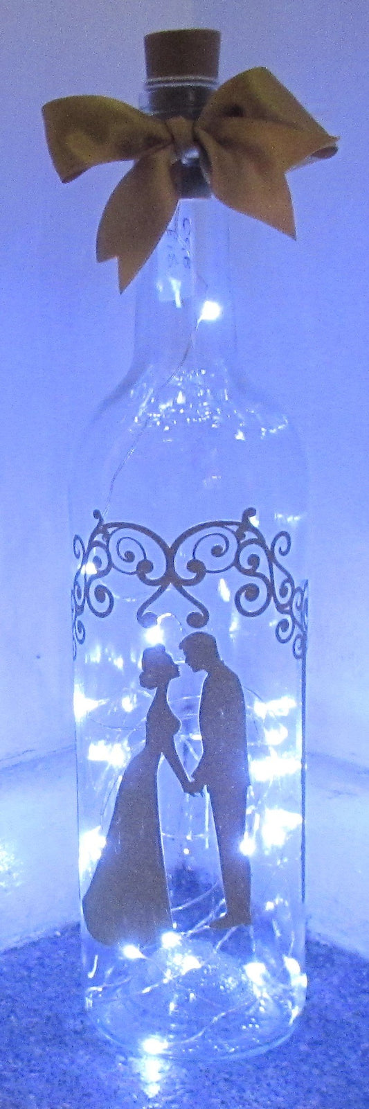 Unique handcrafted wedding/engagement light up bottle