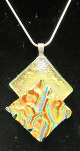 Handcrafted dichroic glass diamonds on a sterling silver necklace