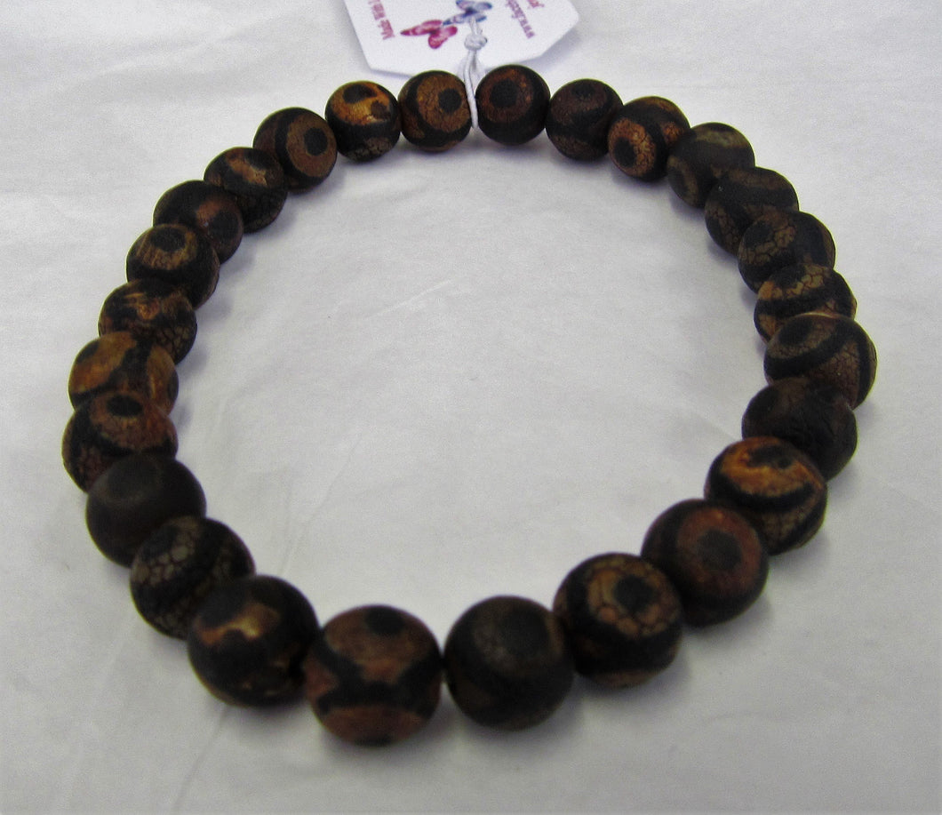 Handcrafted men's frosted agate elasticated bracelet