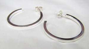 Hand crafted sterling silver square hoop earrings