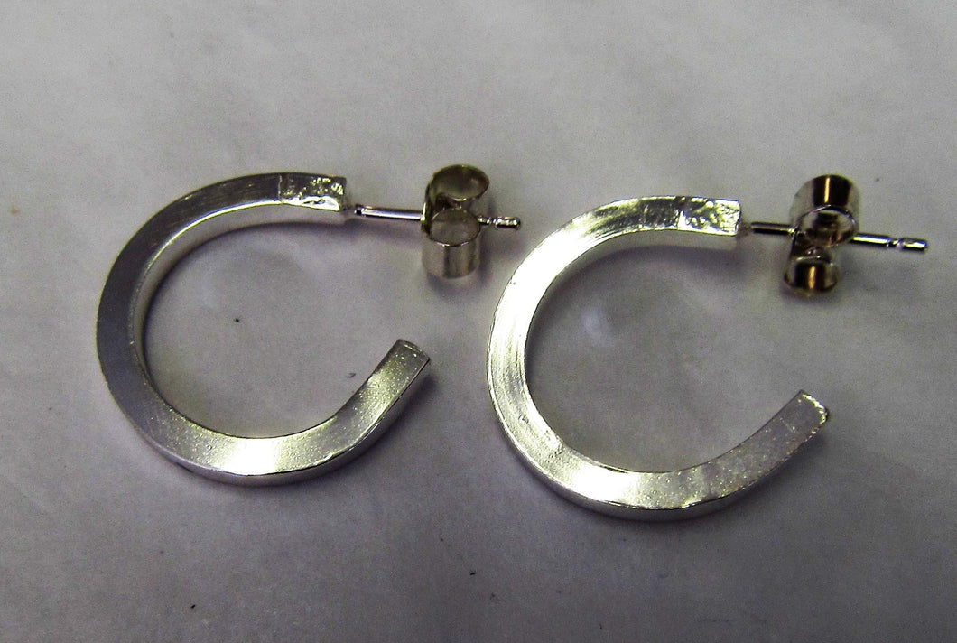 Hand crafted sterling silver square hoop earrings