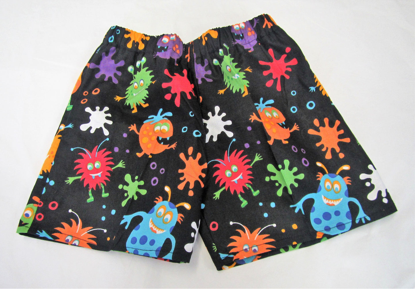 Handcrafted friendly monster shorts 2-3 years