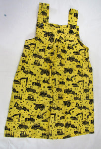 Handcrafted yellow digger romper shorts 12-18  months