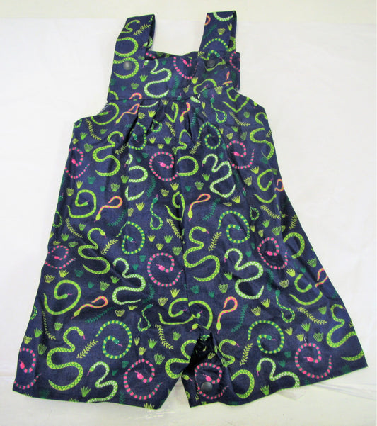 Handcrafted blue snake romper shorts 12-18 months