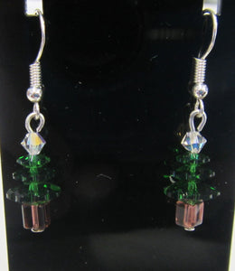 Handcrafted Swarovski Christmas Tree earrings earrings on 925 sterling silver hooks