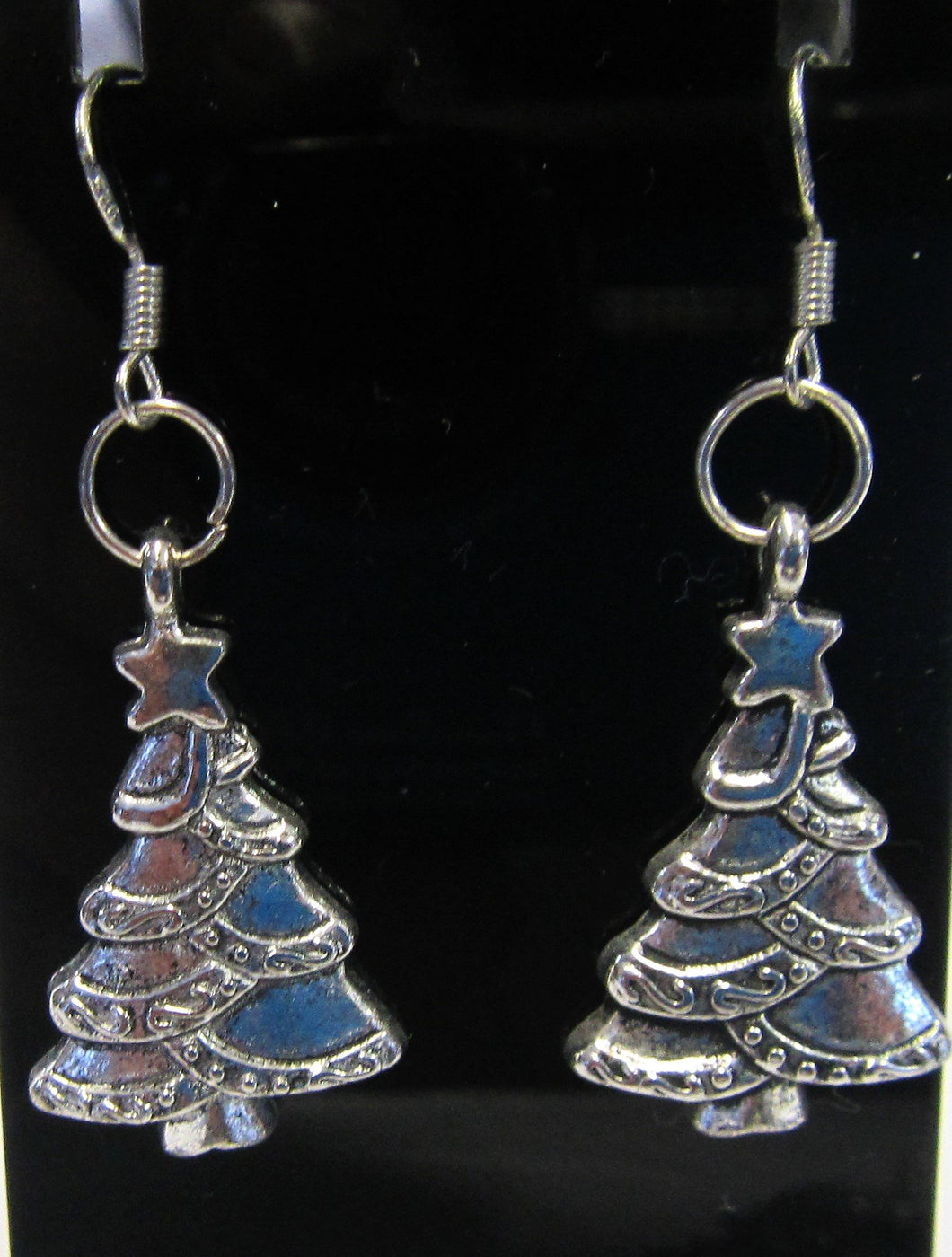 Handcrafted Christmas tree earrings on 925 sterling silver hooks