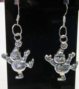 Handcrafted snowmen earrings on 925 sterling silver hooks