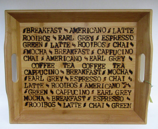 Handcrafted bamboo tray with pyrography