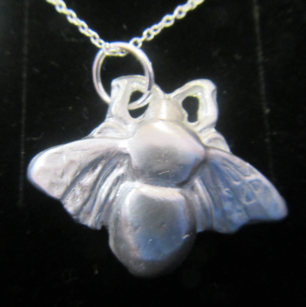 Handcrafted silver bee pendant with 925 Silver necklace