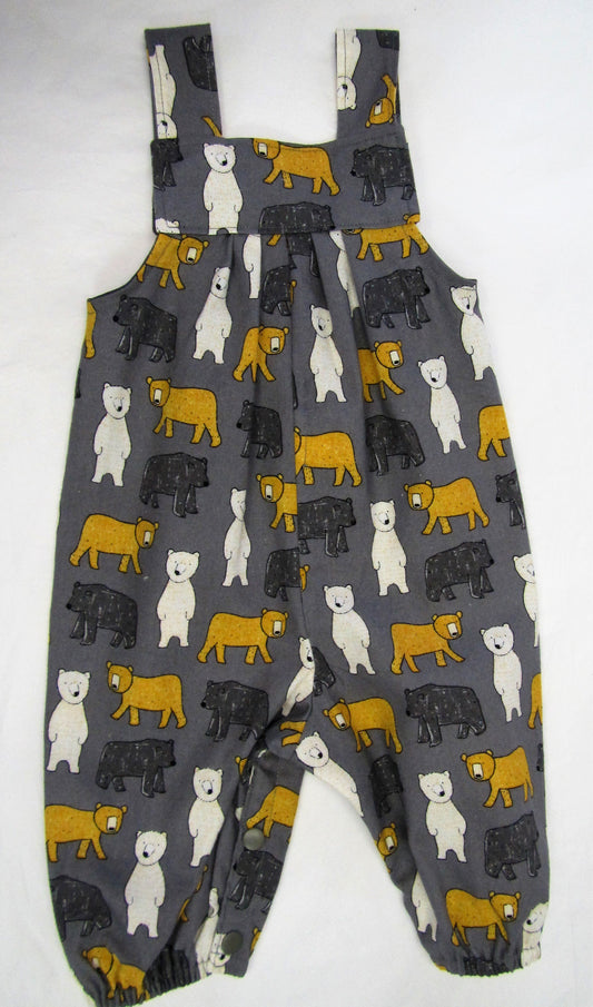 Handcrafted grey bear romper suit 6-9 months