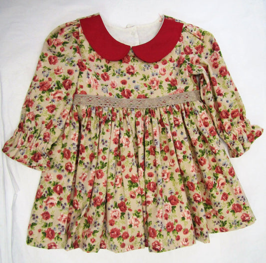 Handcrafted winter roses with collar dress various sizes