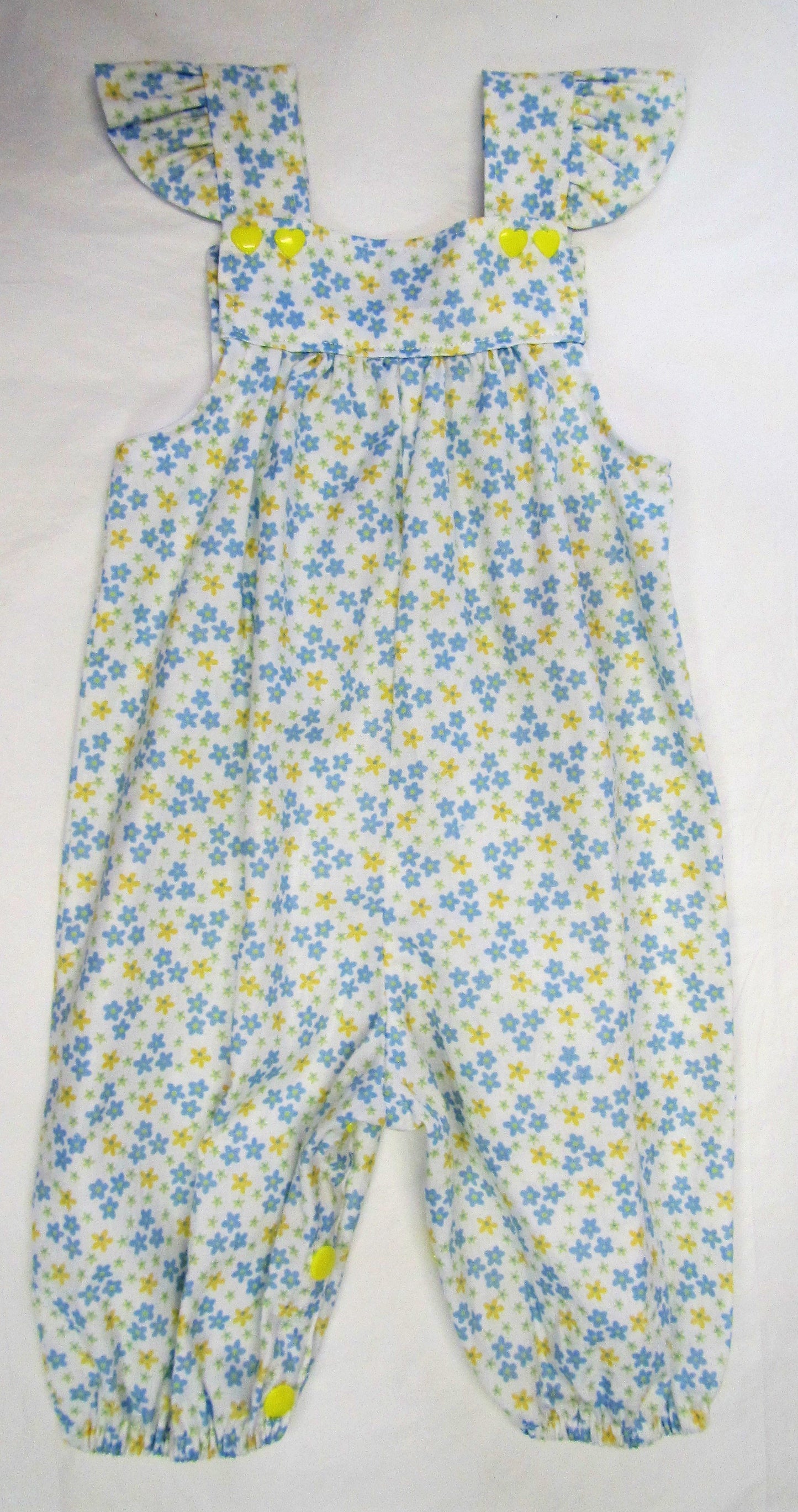 Handcrafted Blue and yellow daisy romper suit 6-9 months