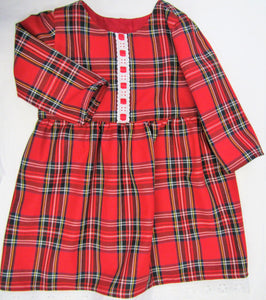 Handcrafted tartan lace and ribbons dress 18-24 months