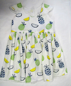 Handcrafted white pineapple dress 9-12 months