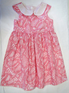 Hand crafted pink and white fern dress 2-3 years