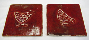 Handcrafted beautiful Ceramic Chicken coasters sets of 2 coasters