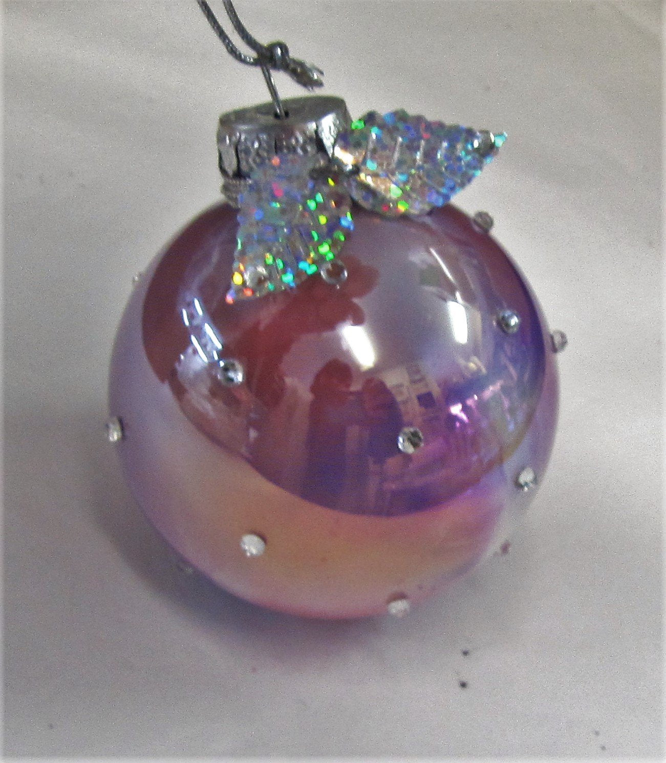 Various beautiful handcrafted glitter bauble Christmas tree decorations