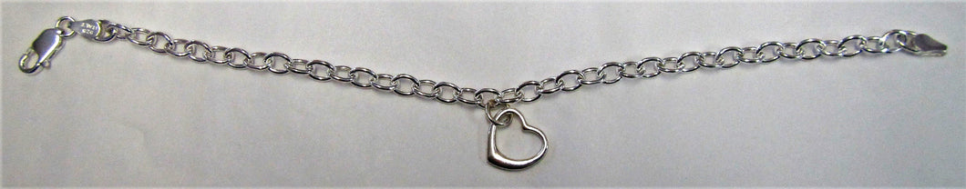 Handcrafted chunky heart sterling silver bracelet