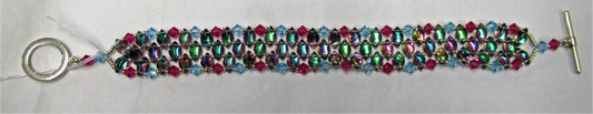 Handcrafted unique backlit spectrum gemduo blue and pink bicone bracelet