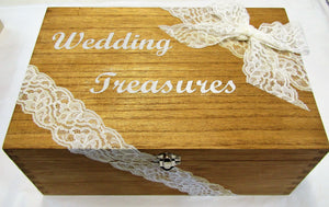 Handcrafted wooden and lace "Wedding Treasures" box