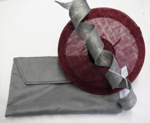 Handcrafted wine disk fascinator with silver spiral on a headband