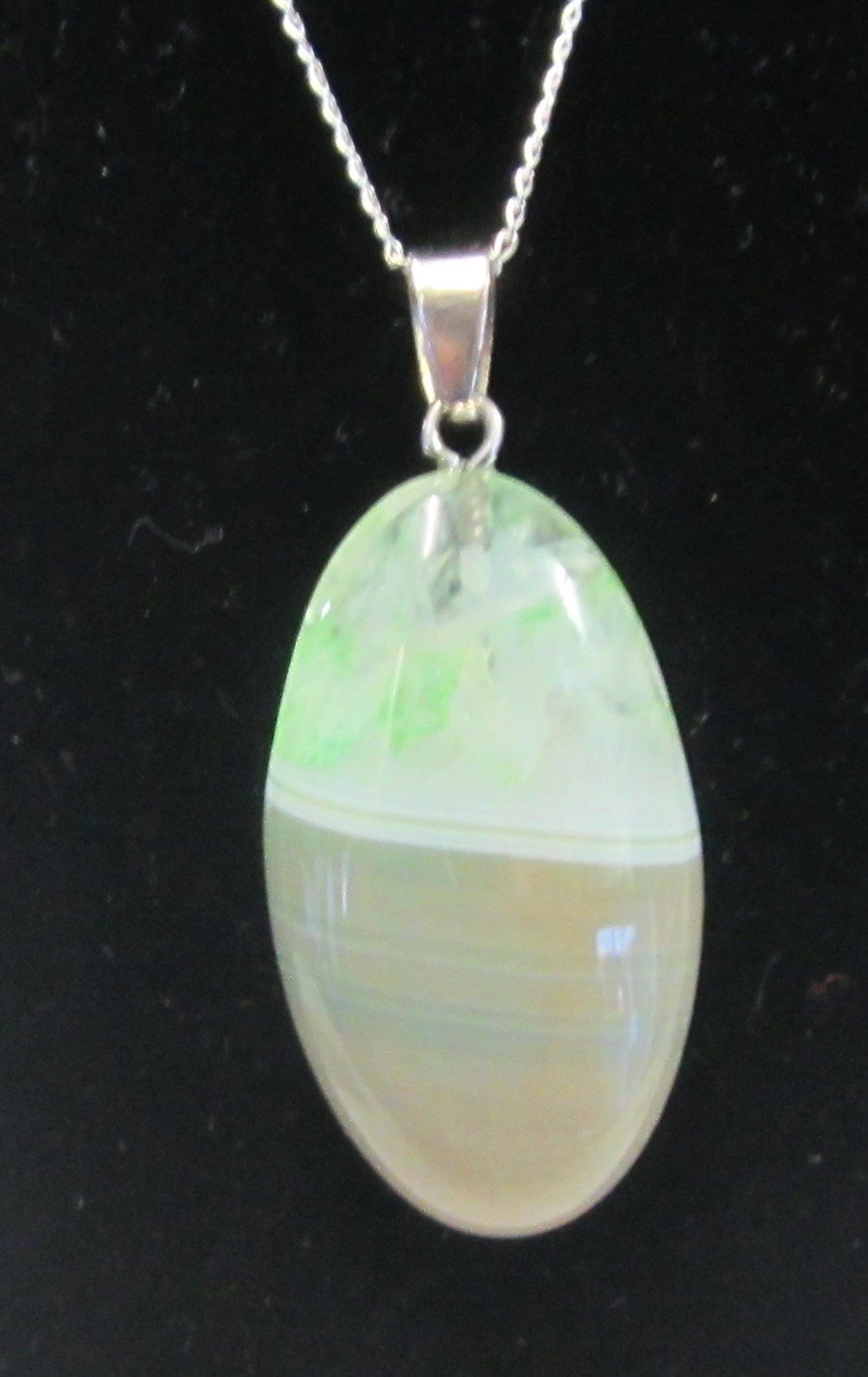 Handcrafted 925 sterling silver necklace with olive green agate pendant