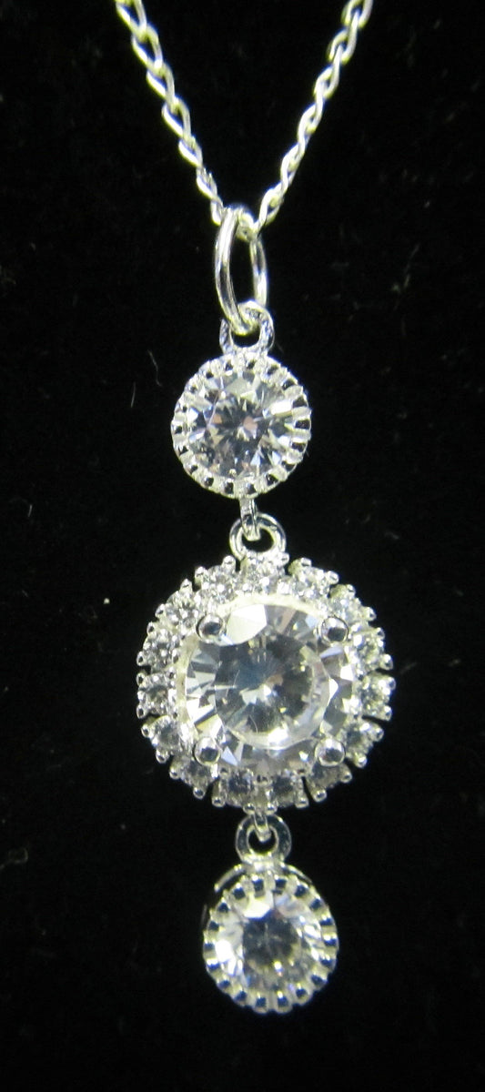 Handcrafted 925 sterling silver necklace with cubic zirconia drop pendant